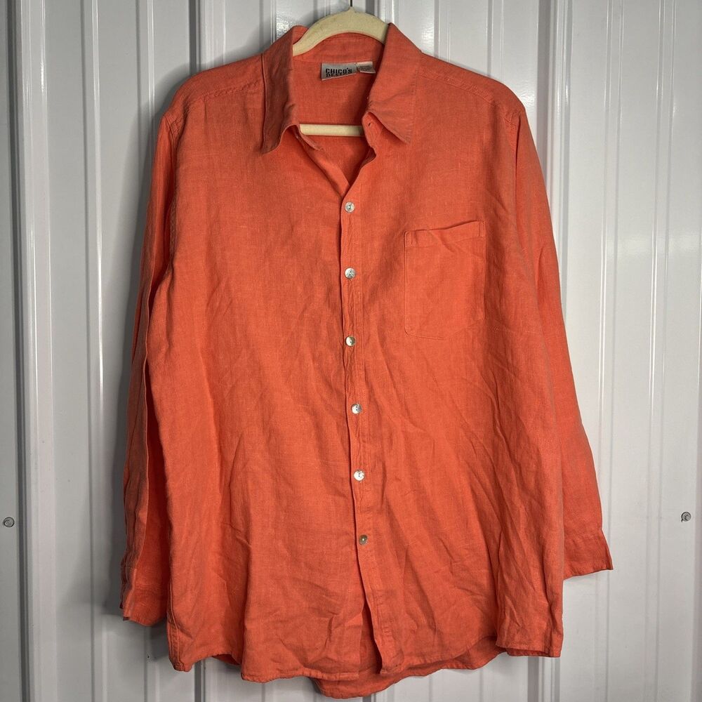 Womens Vintage Chico’s Linen Button Up Coral Size 3(XL)